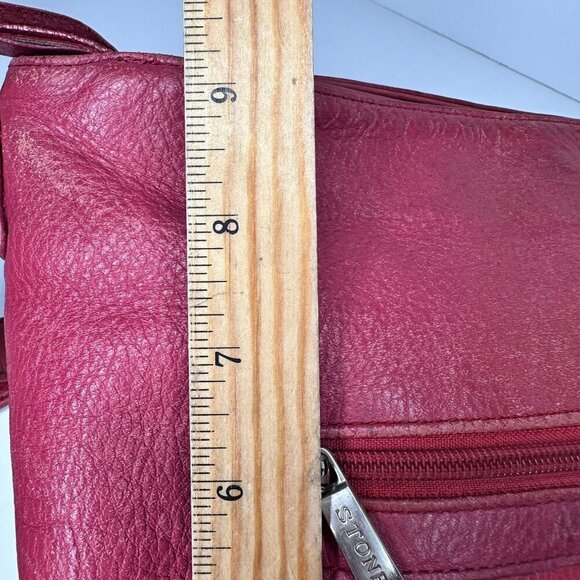 Stone and Co Pebbled Red Leather Crossbody Bag Soft Boho Festival 70s 90s y2k - Picture 6 of 16